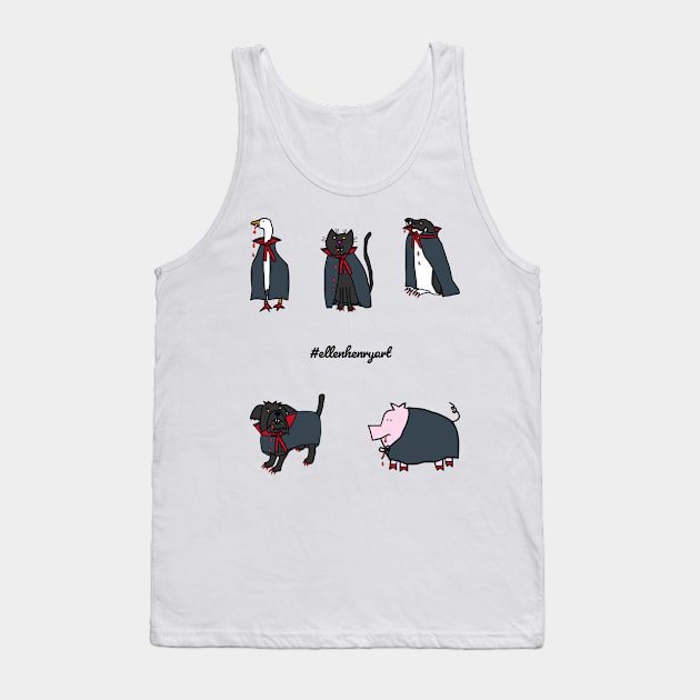 Halloween Vampire Horror Cute Animals Sticker Pack Tank Top by ellenhenryart